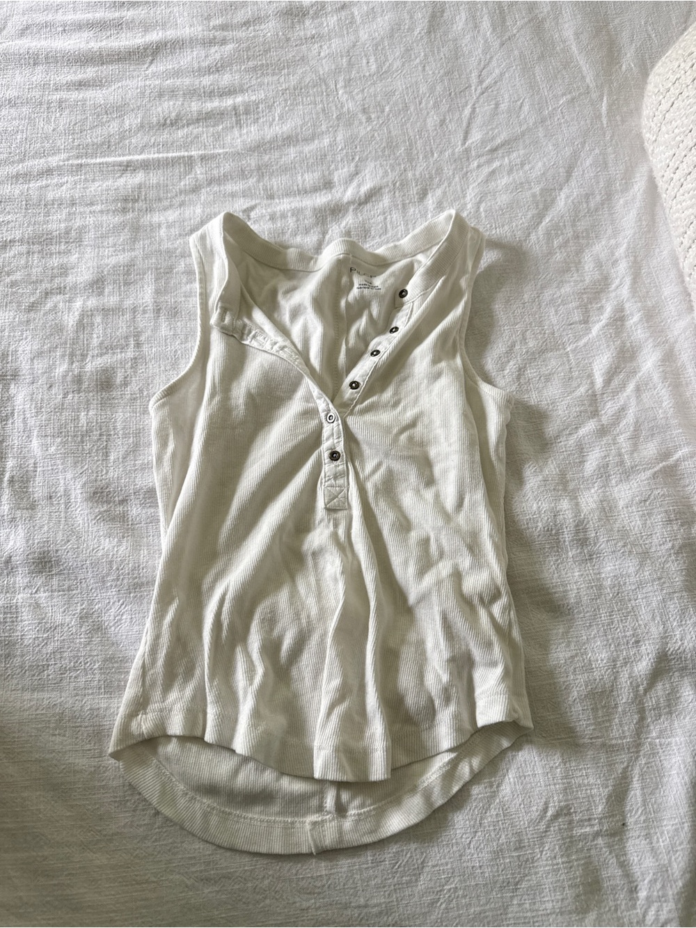White Henley Button Down Top XXS from Pilcro